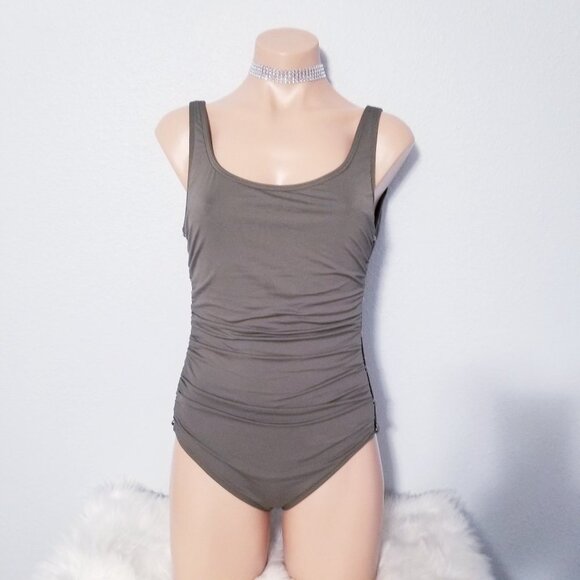 Carmen Marc Valvo Open Side Green hippie boho Swimsuit 6 - Picture 1 of 5
